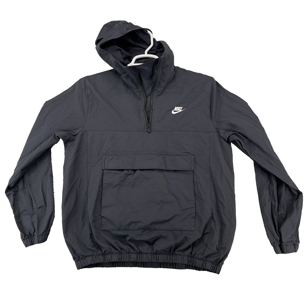 Nike NSW Essential Woven Anorak Jacket Men Medium Black Windbreaker Half Zip